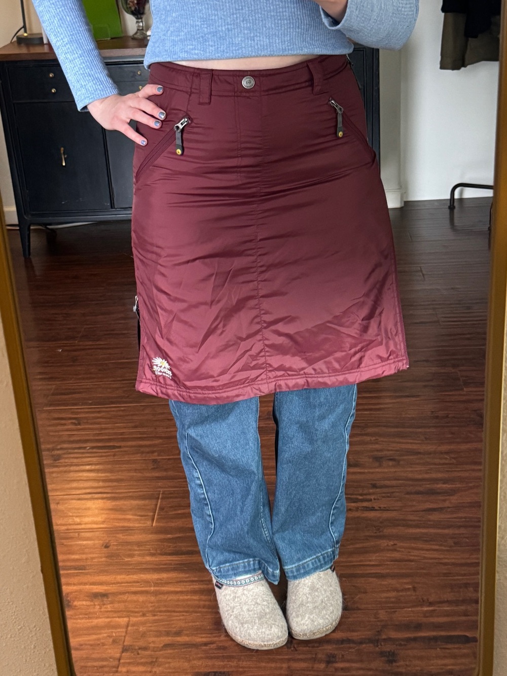SKHOOP maroon insulated midi skirt
